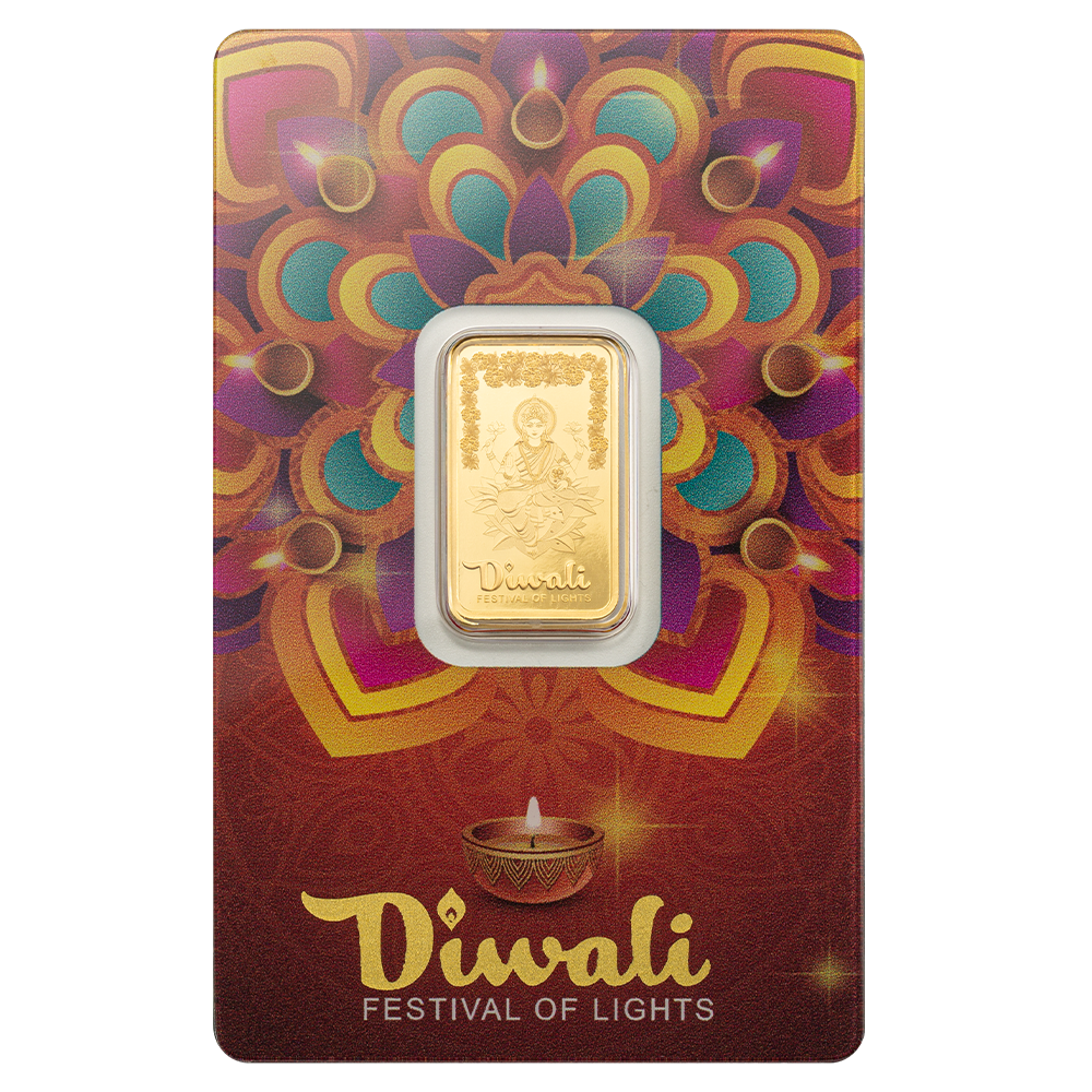 5g Pure Gold Bar - Diwali Lakshmi & Rangoli art - Image 2