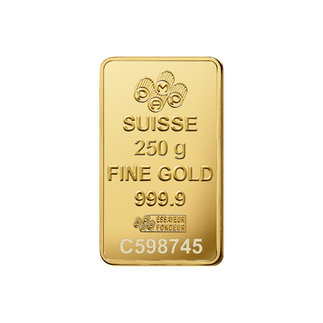 250 gram gold bar from PAMP by pmp jewellery