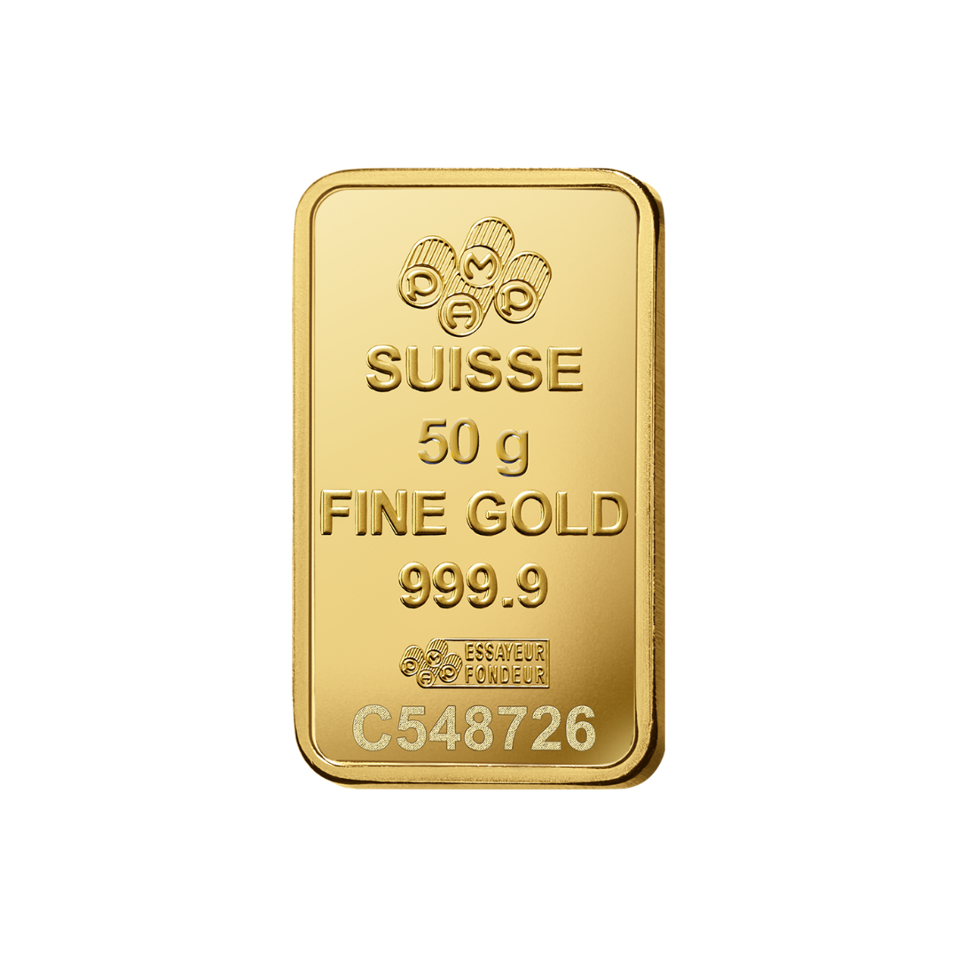 50 gram gold bar from PAMP by pmp jewellery